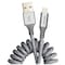 Ventev Chargesync Helix Coiled USB A to Apple Lightning Cable, Heather Gray COILCABTGVNV - alternate 1